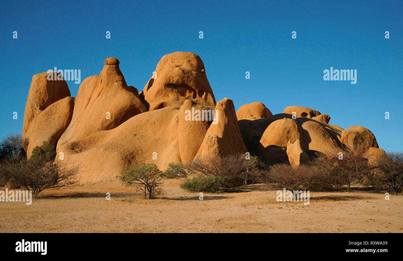 A relatively small but beautiful formation of remnant volcanic rock near Spitzkoppe,central Namibia,Africa. Stock Photo