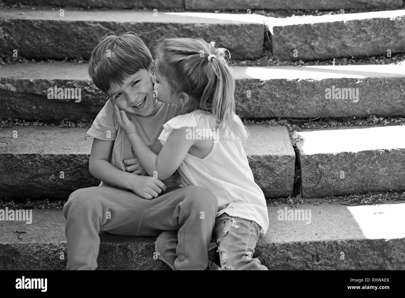 Best Friends Friendship And Family Values Childhood First Love Small Girl And Boy Relations Summer Holiday And Vacation Couple Of Little Stock Photo Alamy