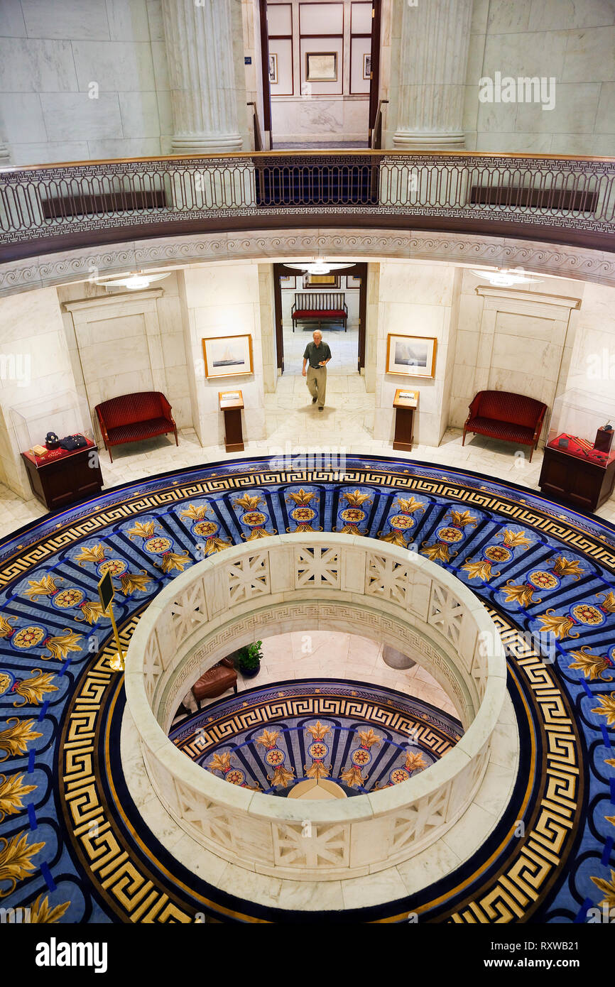 High-angle view of the rotunda in what was formerly the Custom House and is now the Marriott Vacation Club Pulse in Boston, Massachusetts, USA Stock Photo