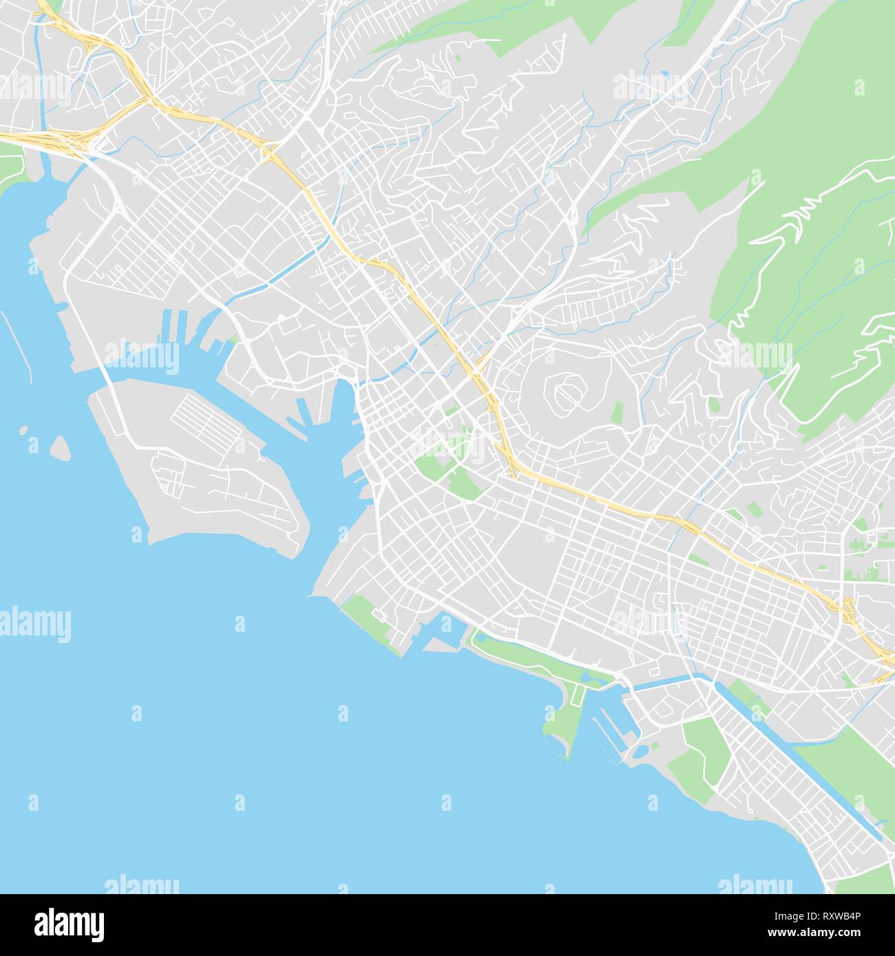 Downtown vector map of Honolulu, United States. This printable map of