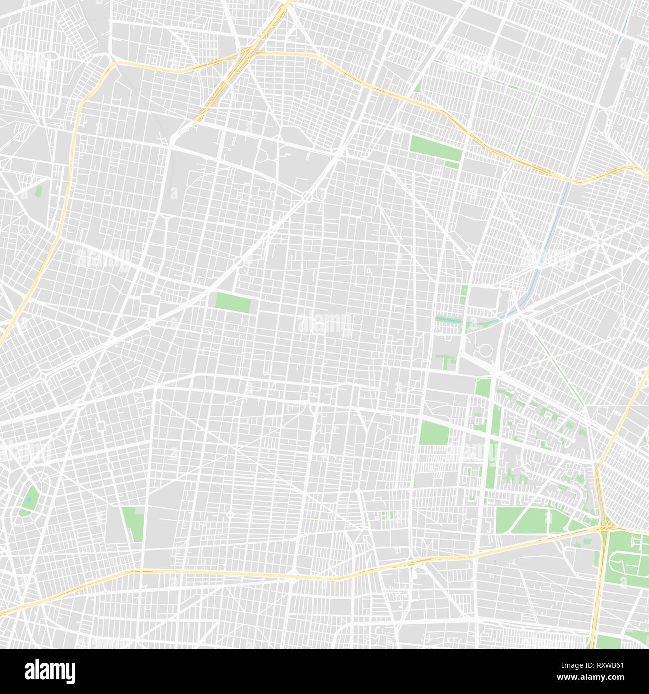 Downtown vector map of Mexico City, Mexico. This printable map of
