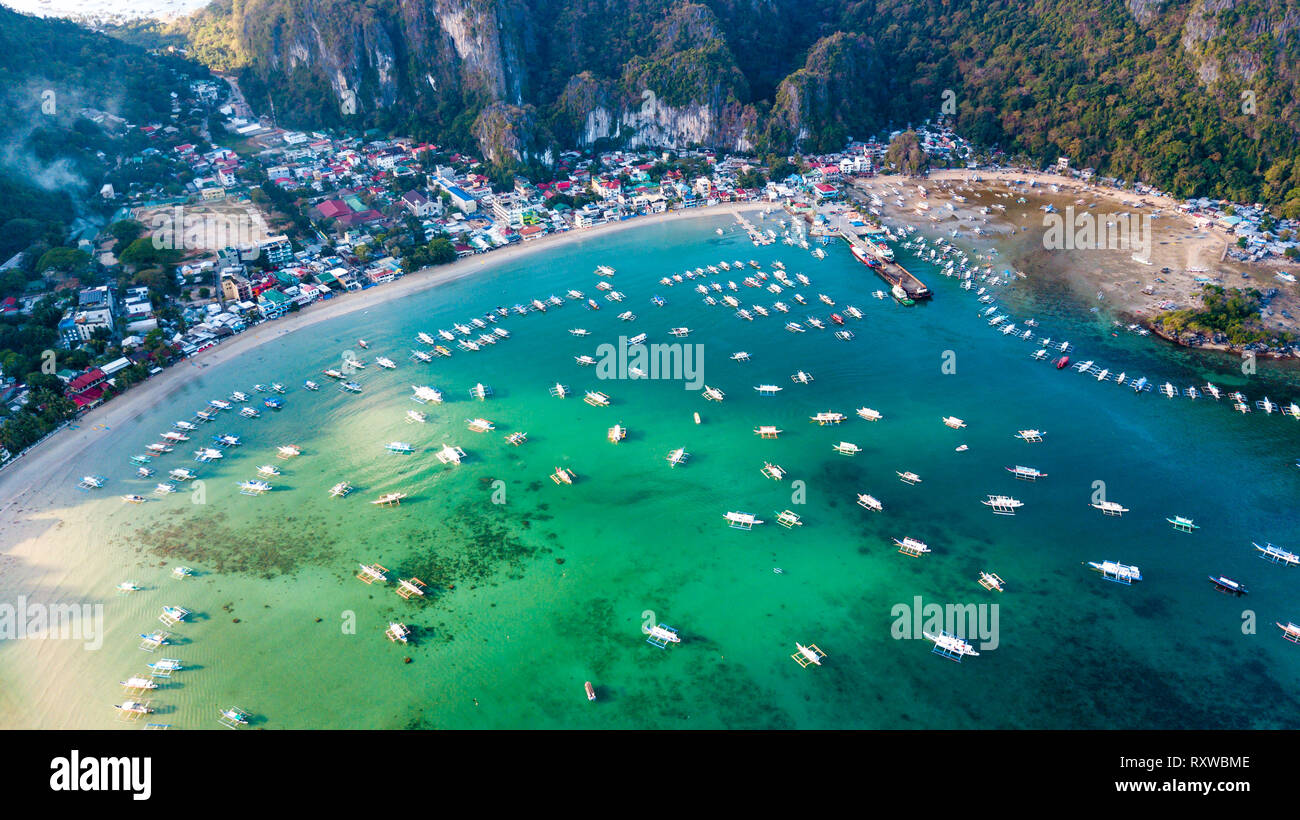 Skyline of El Nido beach in Palawan island, Philippines Stock Photo