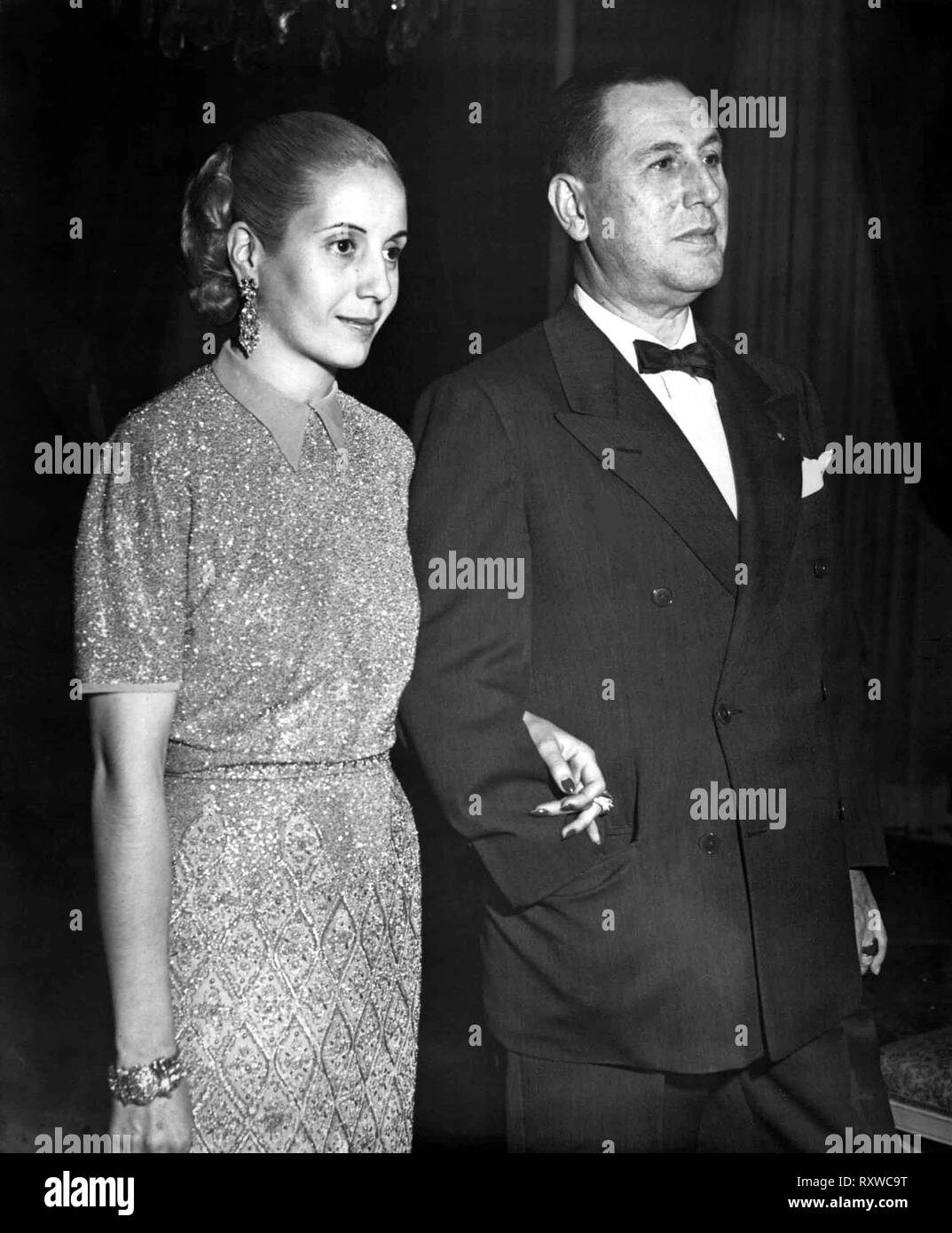 Juan Domingo Peron and his wife, Eva Peron Stock Photo