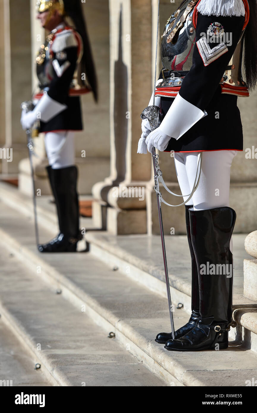 Italian national guard of honor during a welcome ceremony at the Quirinale Palace. Stock Photo