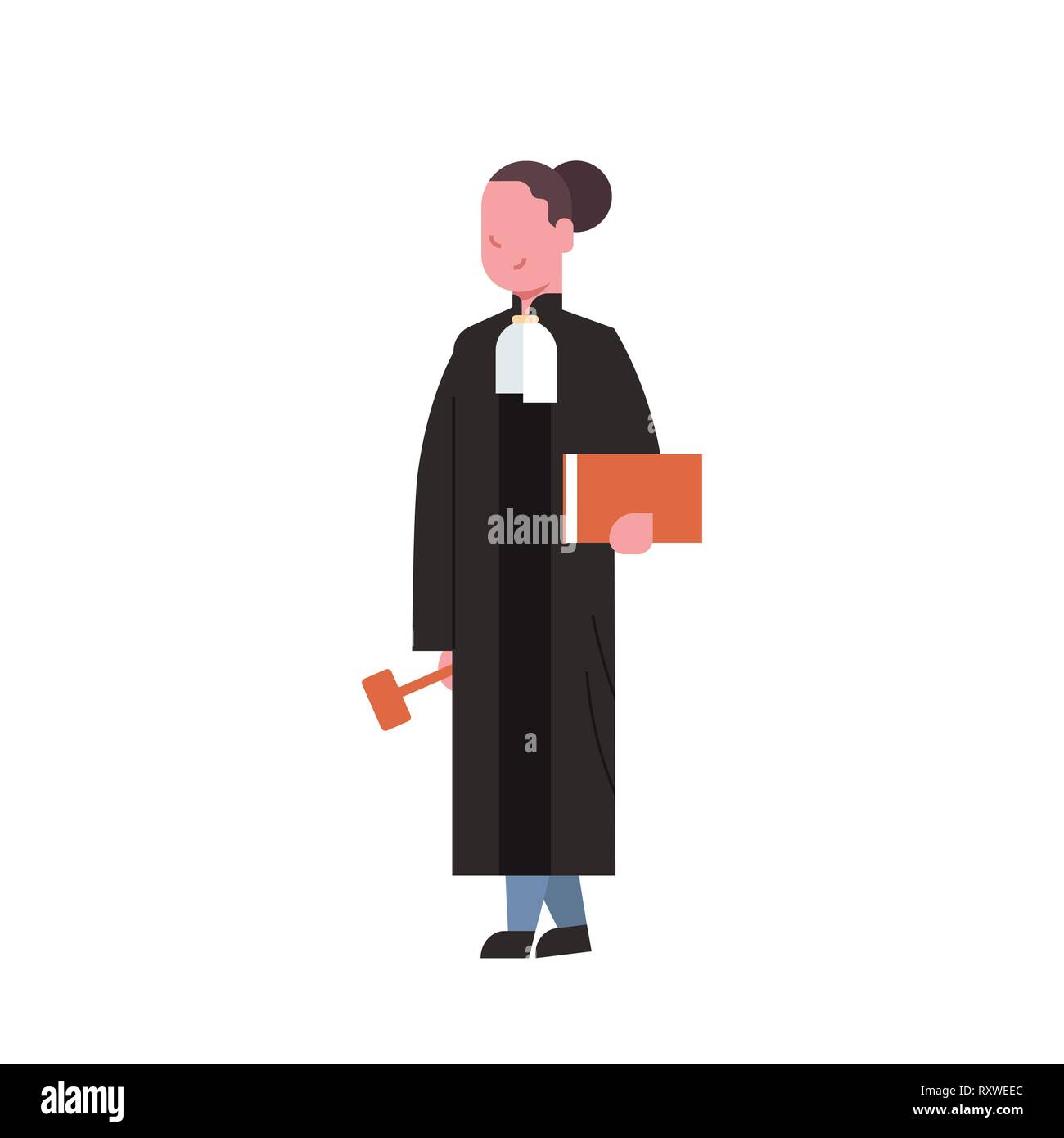 judge woman court worker in judicial robe holding book and hummer low  justice professional occupation concept female cartoon character full  length Stock Vector Image & Art - Alamy
