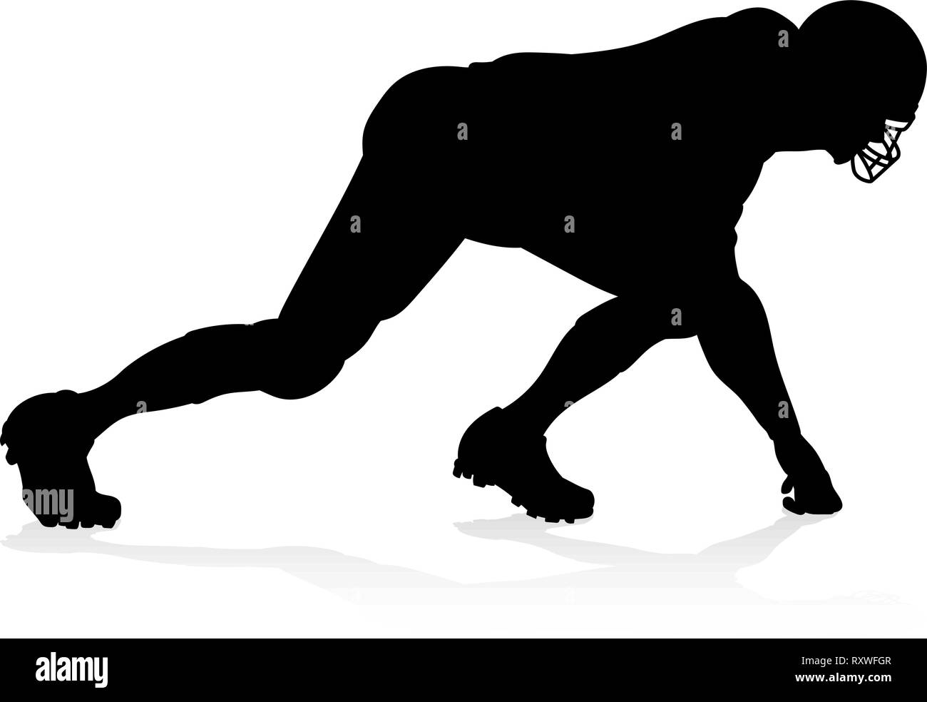 Silhouette American Football Player Stock Vector