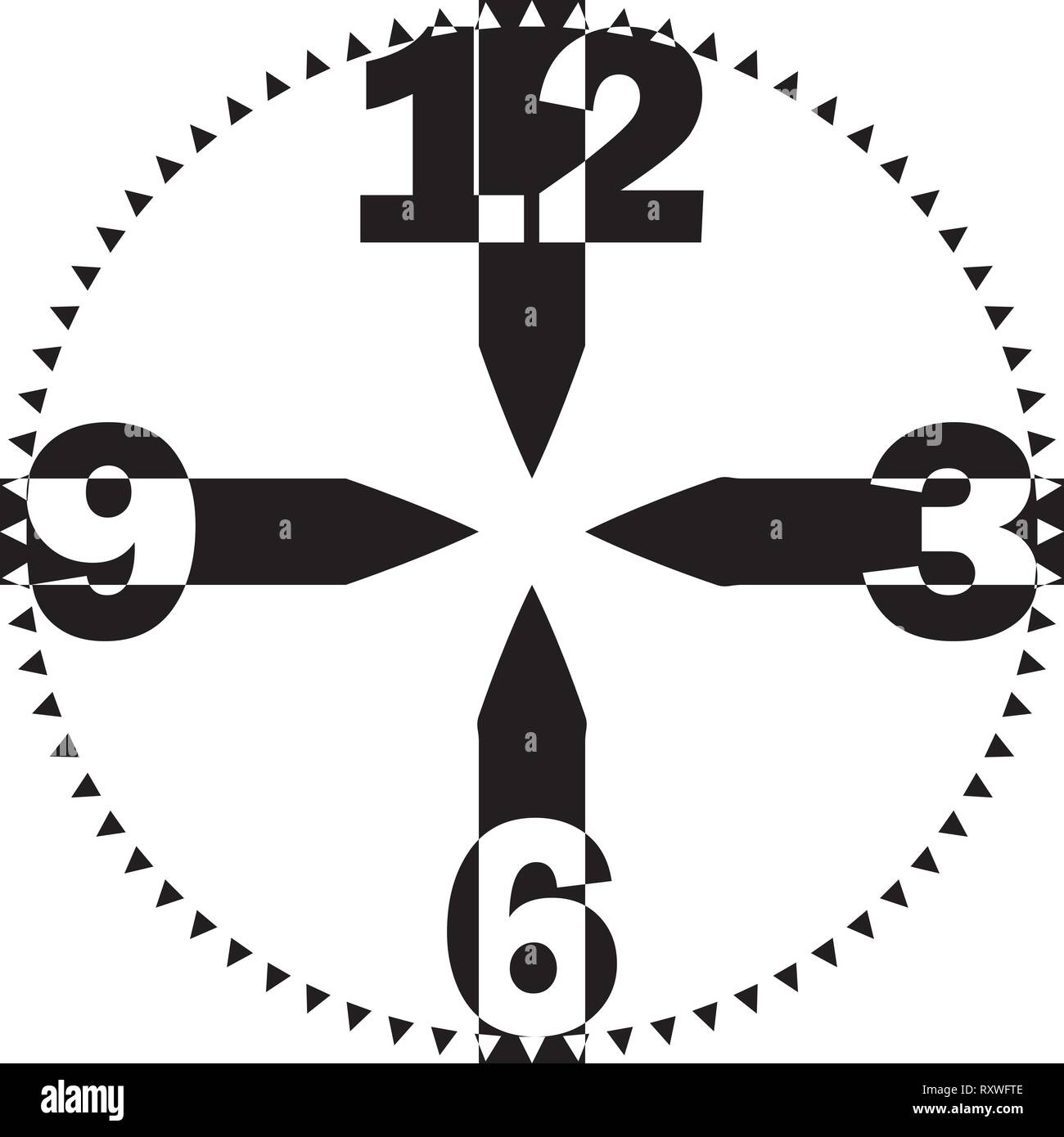 Clock DIAL gigantesque numbers on transparent background arabesque