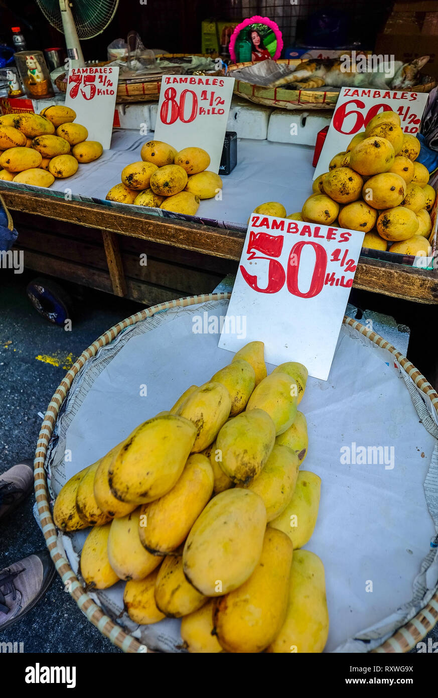 Manila, Philippines Apr 12, 2017. Fresh mango fruits for sale at