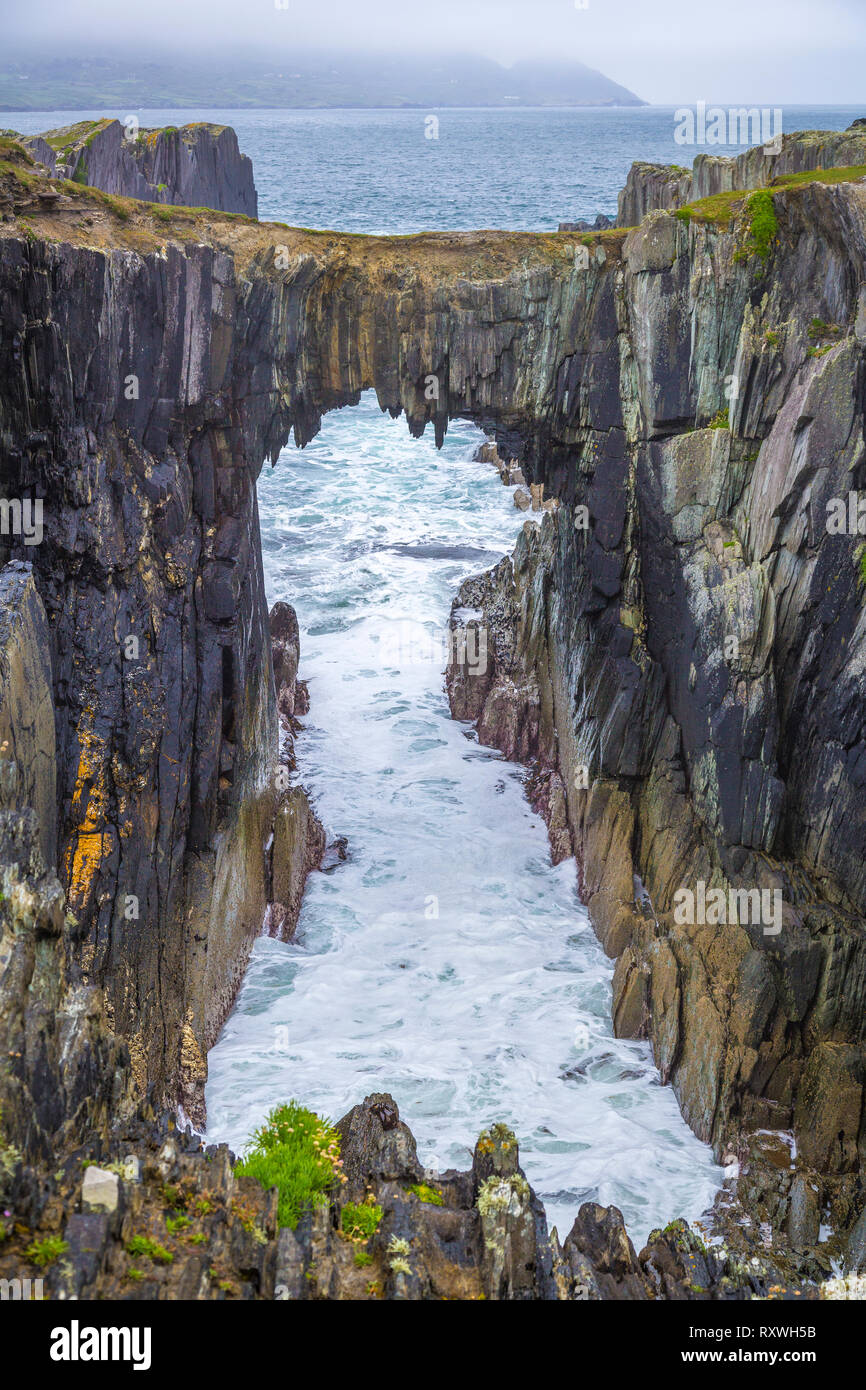 Natural Stone Bridge at the Dunmanus Bay, West Cork Stock Photo