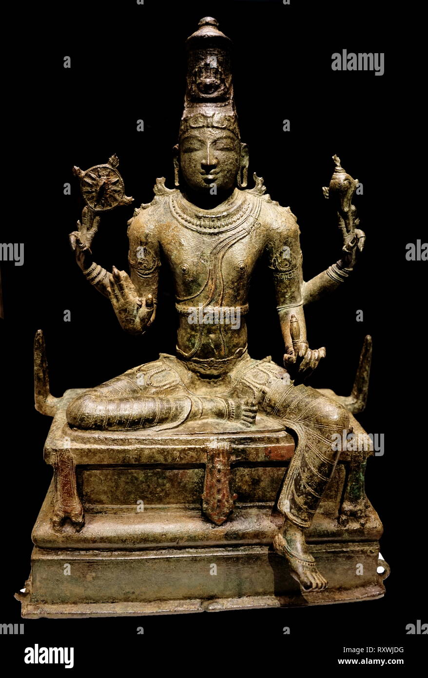 Bronze Vishnu statue from the Chola Dynasty, Tamil Nadu, India Stock