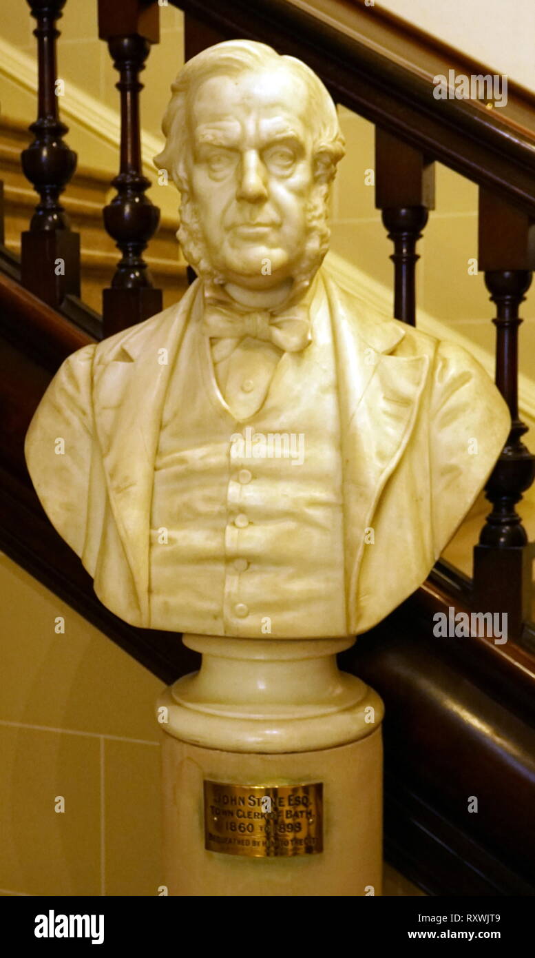 Marble bust of John Stone (18181899), Town Clerk of Bath (18601898