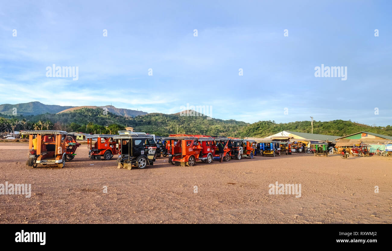 Coron, Philippines Apr 8, 2017. Many tricycles on Coron Island