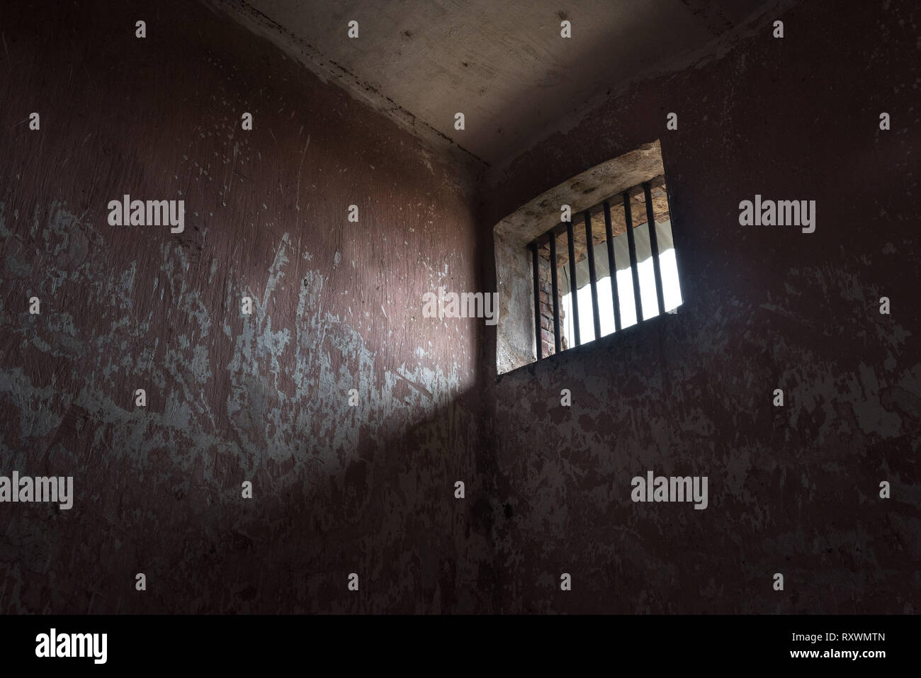 Prison of St-Laurent-du-Maroni, in French Guiana. Interior of a collective cell Stock Photo