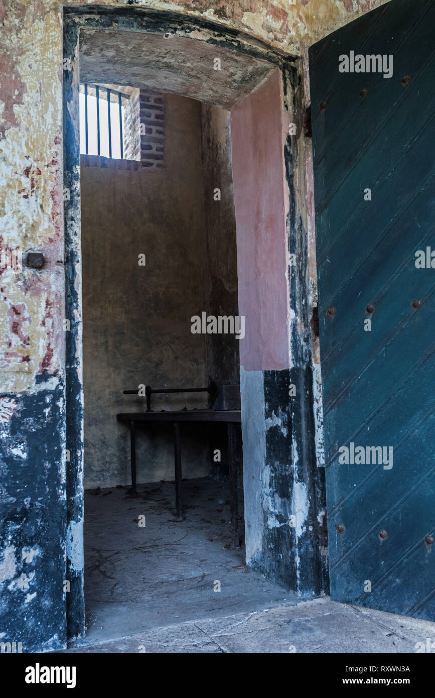 Prison of St-Laurent-du-Maroni, in French Guiana. Interior of a solitary confinement cell Stock Photo