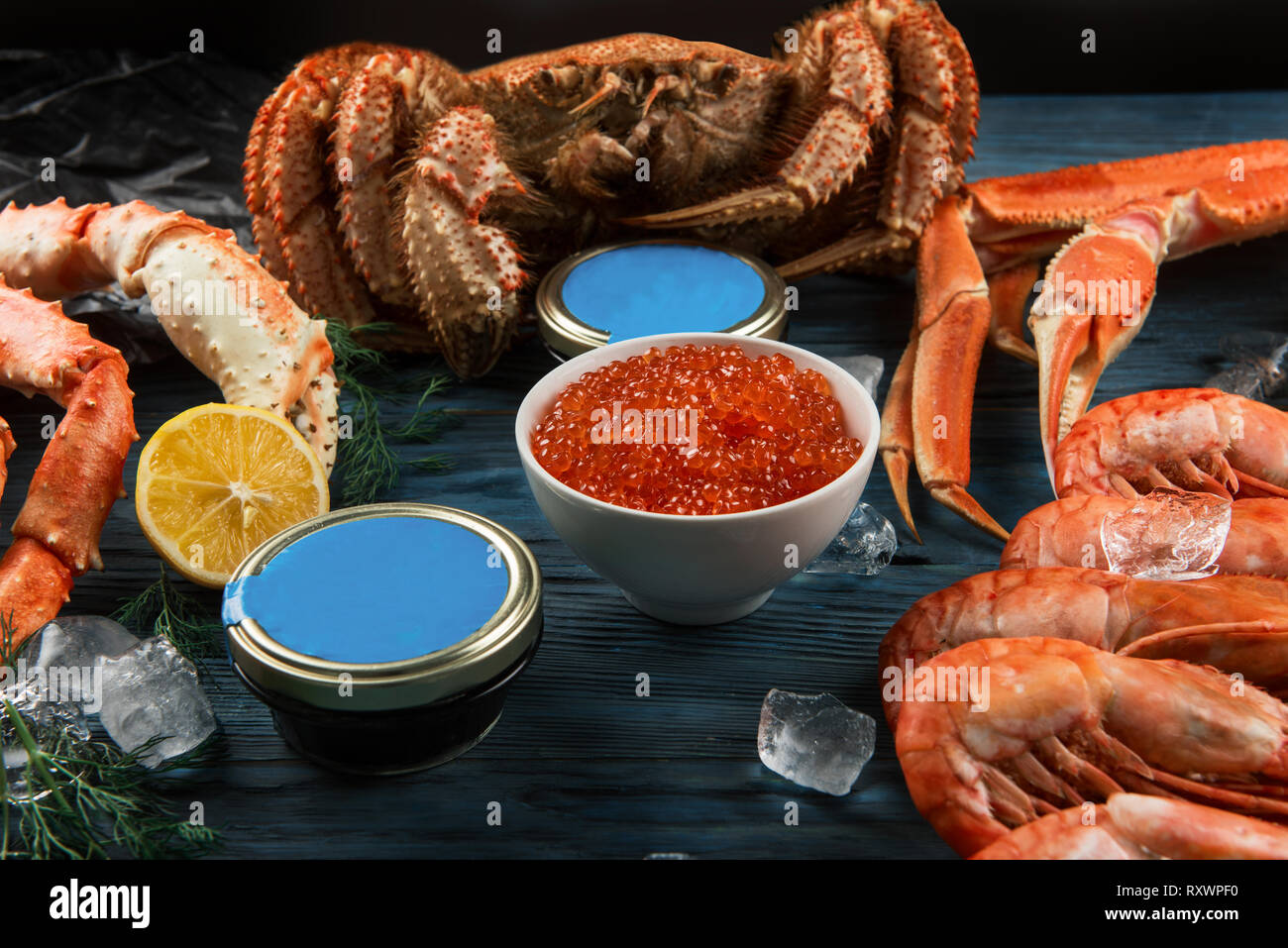 Set of fresh seafood Stock Photo Alamy