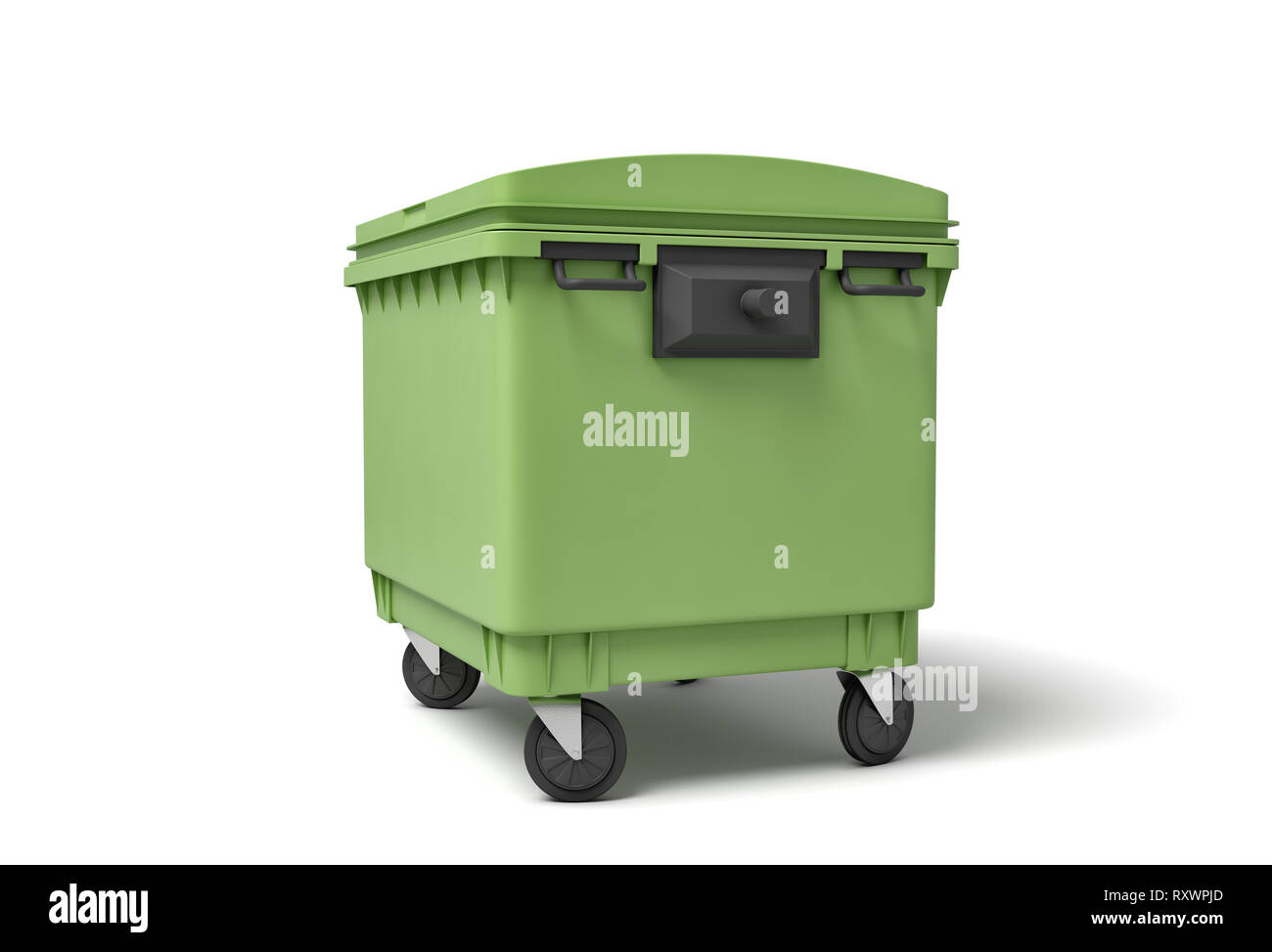 3d rendering of green trash bin isolated on white background Stock ...