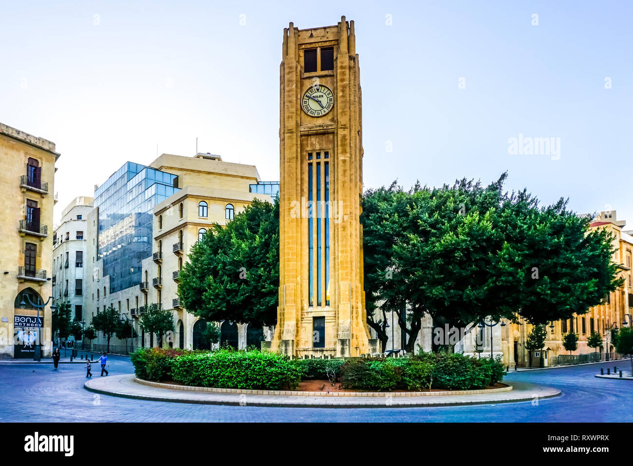 Beirut Place De L'Etoile Nijmeh Square Street Clock Tower Stock Photo