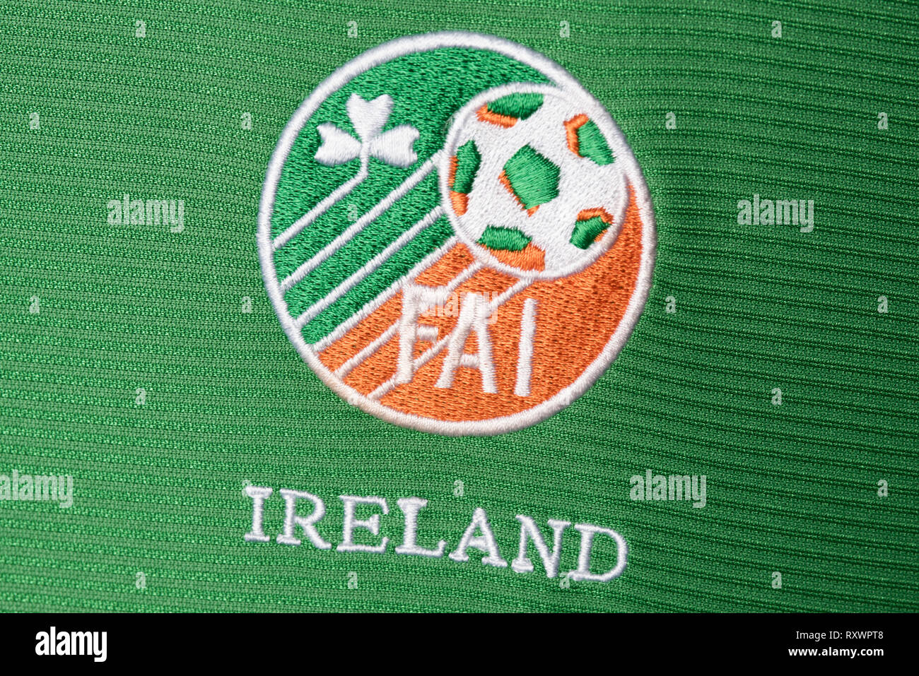 Close up of Republic of Ireland FIFA World Cup 2002 kit. Stock Photo