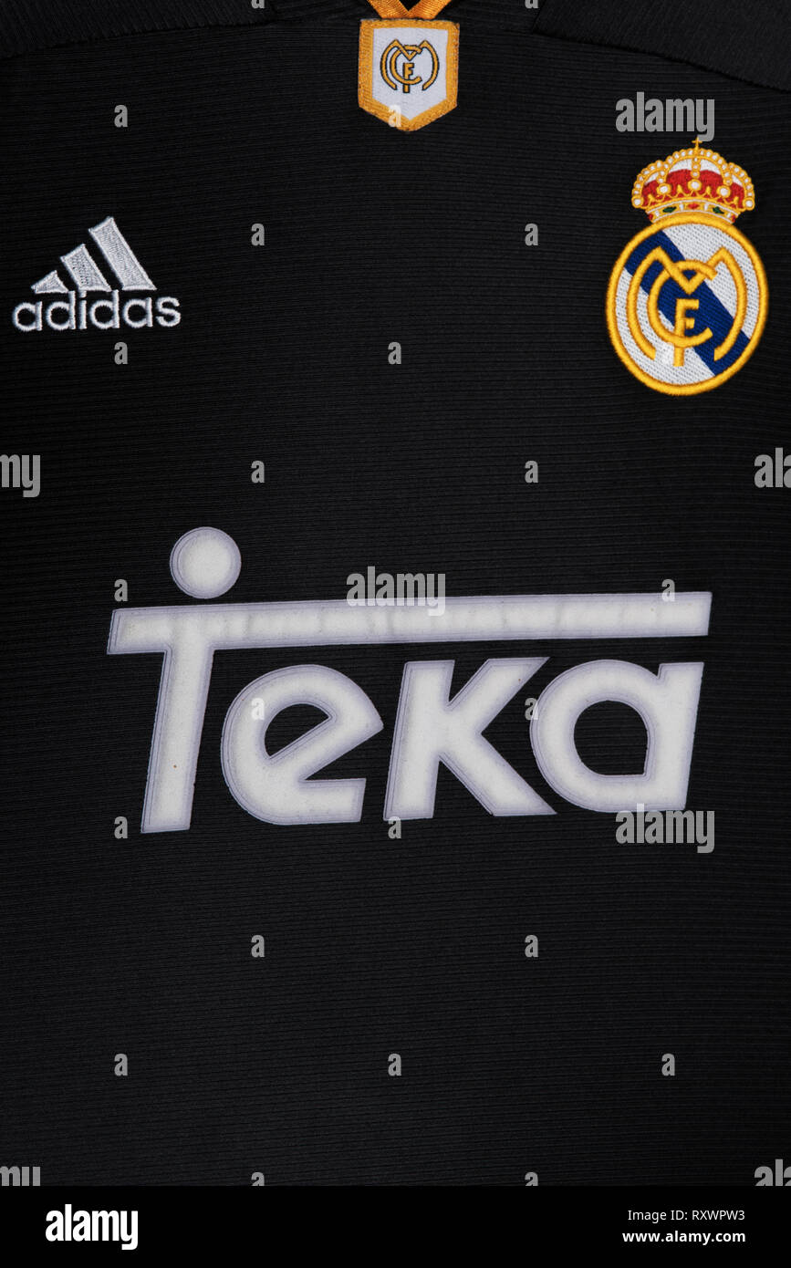 Close up of black Real Madrid Away Kit 1999. Stock Photo