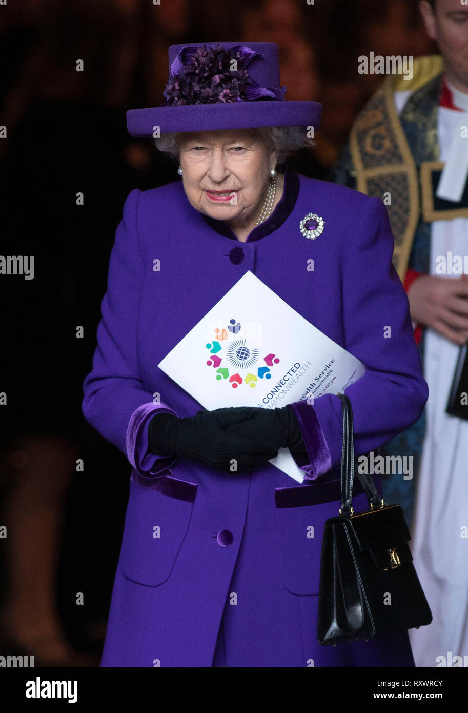 Queen Elizabeth II leaves following the Commonwealth Service at
