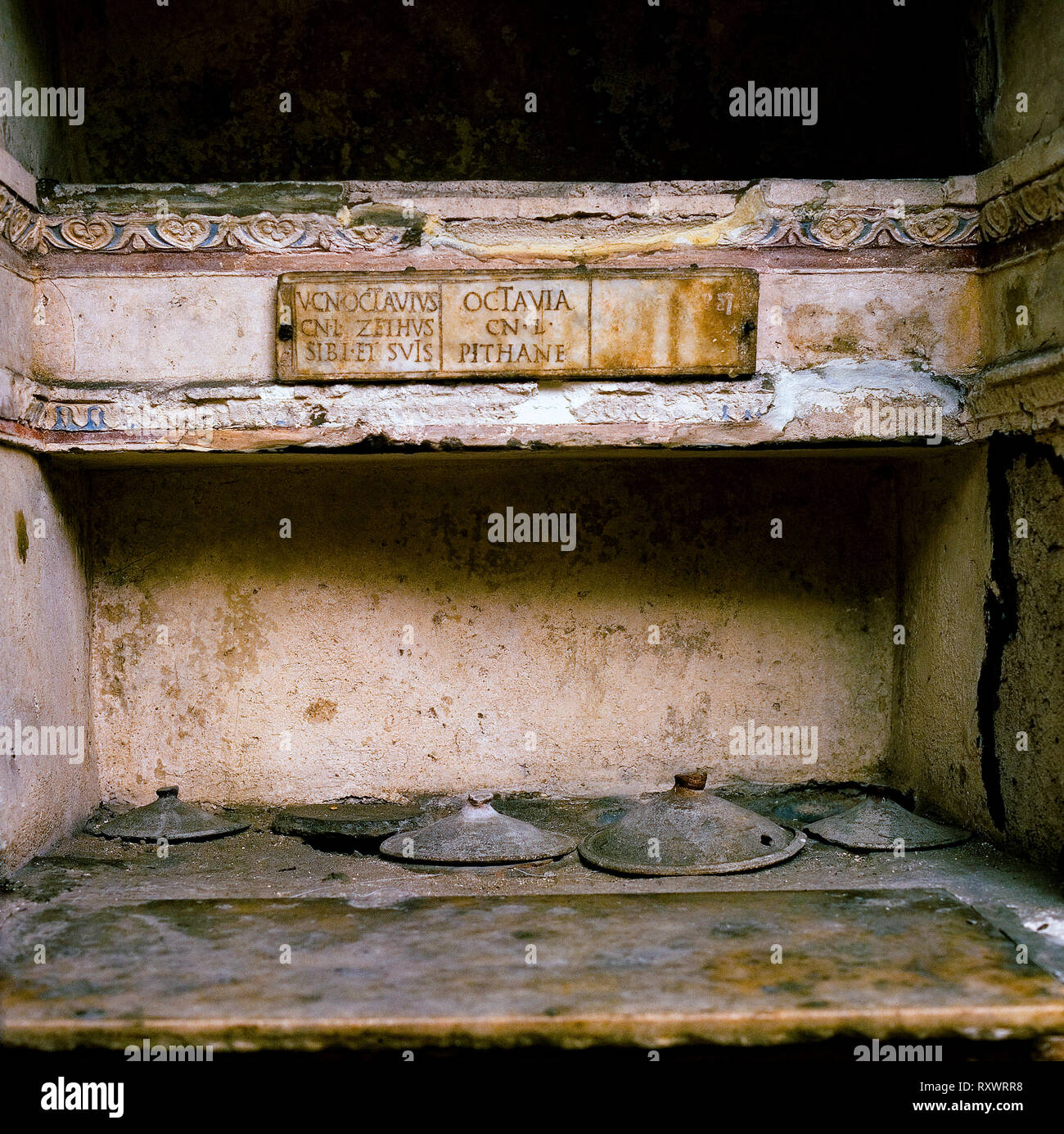 Italy Lazio Rome underground - columbarium of Pomponius Hylas, Roman Archaeology Stock Photo