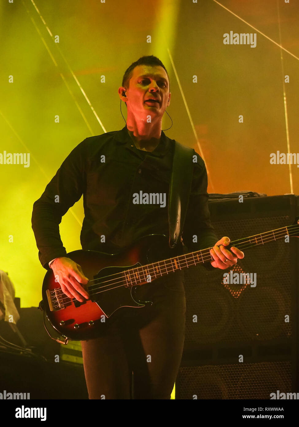 Richard Jones, Bass Player of the Stereophonics live onstage in 2017 Stock Photo