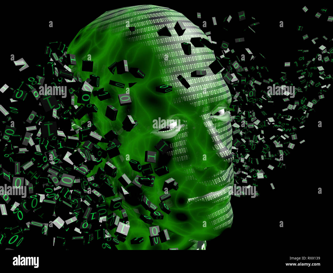 cgi (computer generated image)/ Illustration: Symbolbild: Digitalisierung, Kuenstliche Intelligenz (KI, AI), Cyberspace, Roboter, Bionik (nur fuer red Stock Photo