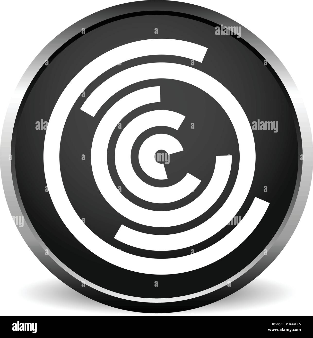 Concentric random circles icon. Ripple effect, cyclical radial lines ...