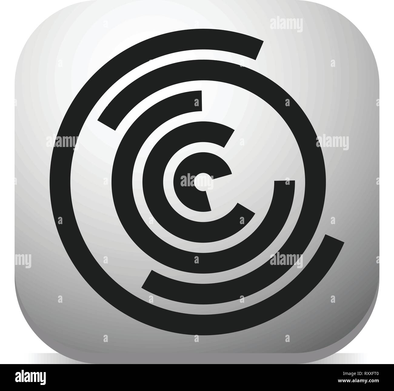 Concentric random circles icon. Ripple effect, cyclical radial lines ...