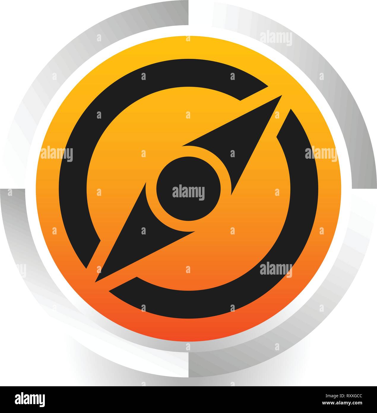 Icon with compass symbol. Guidance, exploration, navigation concepts