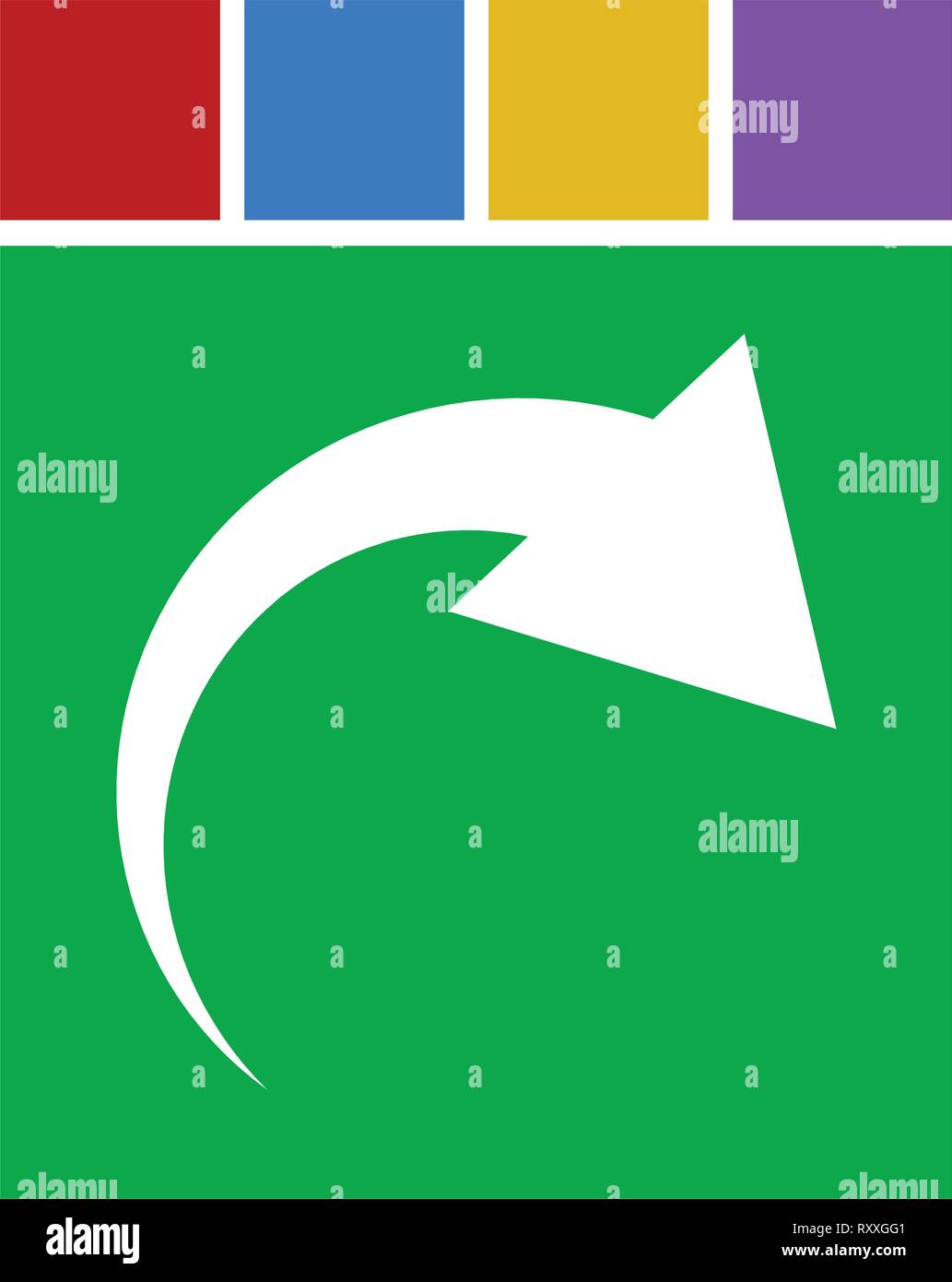 Icon with curved arrow. Fold, twist, rotate concept icon Stock Vector ...