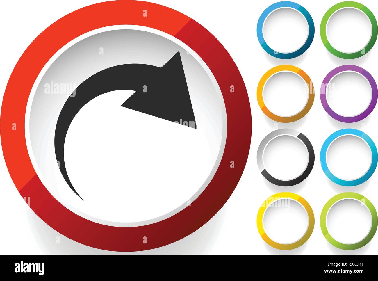 Icon with curved arrow. Fold, twist, rotate concept icon Stock Vector ...