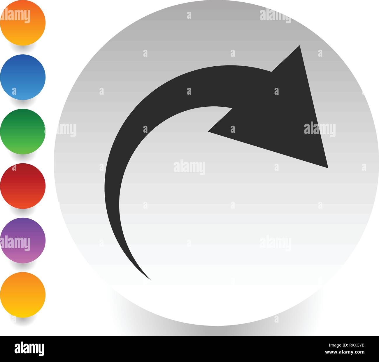 Icon with curved arrow. Fold, twist, rotate concept icon Stock Vector ...