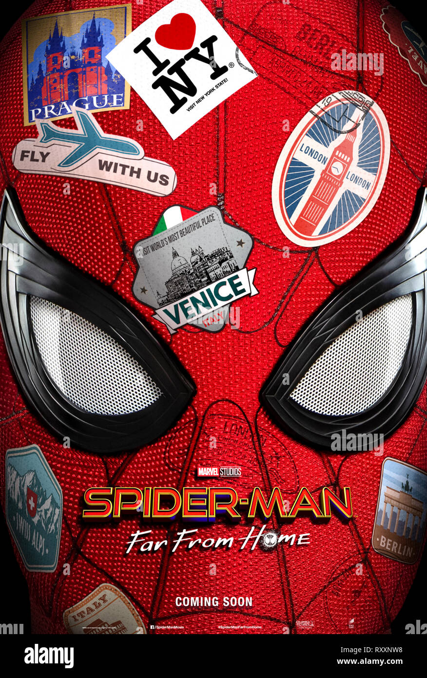 Spider-Man: Far From Home (2019) directed by Jon Watts and starring Tom Holland, Samuel L. Jackson, Zendaya and Jake Gyllenhaal. Stock Photo