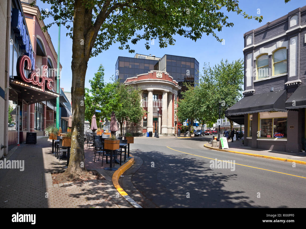 Commercial Street in downtown Nanaimo, British Columbia, Canada Stock Photo