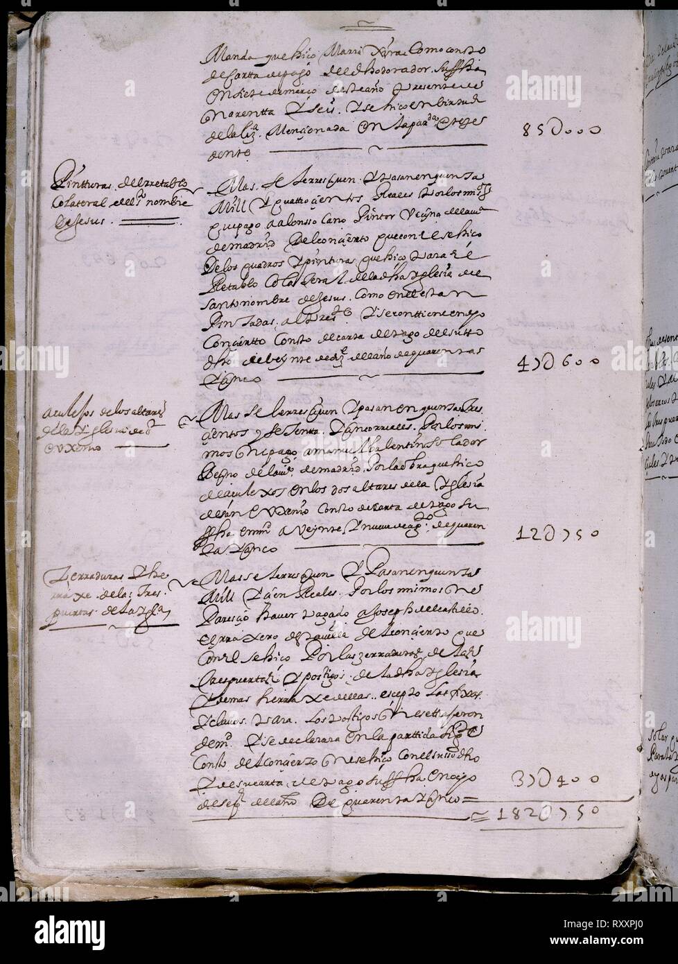 LIBRO DE FABRICA - CUENTAS DE LA CATEDRAL DE GETAFE - Nº4 - FOLIO 24V - AÑOS 1644 A 1692. Location: ARCHIVO HISTORICO DIOCESANO. GETAFE. MADRID. SPAIN. Stock Photo