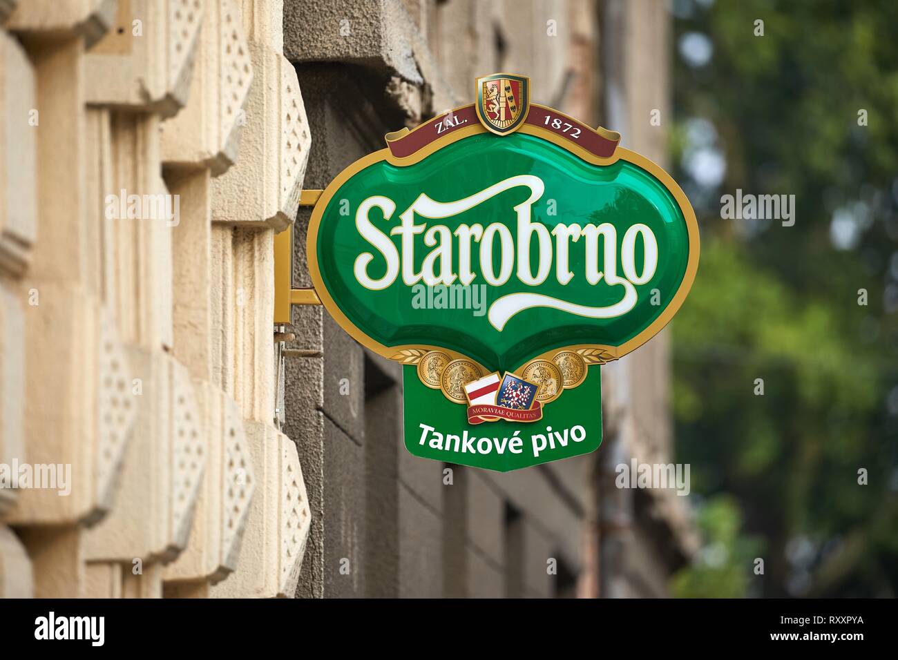 Starobrno beer pub sign Stock Photo