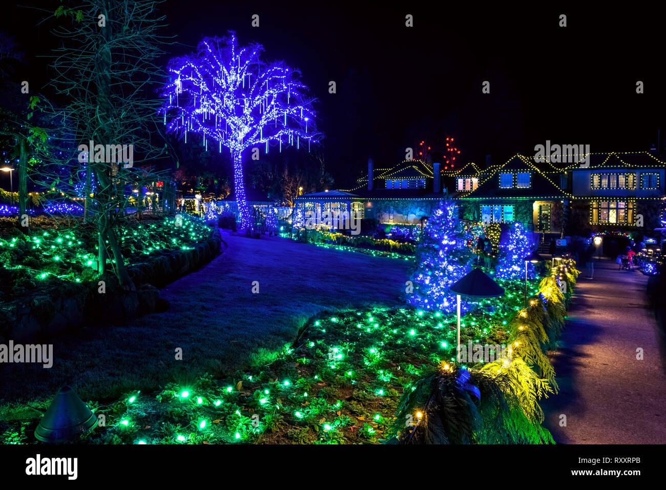 Christmas at Butchart Gardens, Victoria, Vancouver Island, BC, Canada Stock Photo