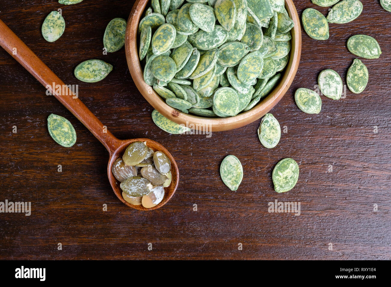 Roasted green tea pumpkin seeds Stock Photo Alamy