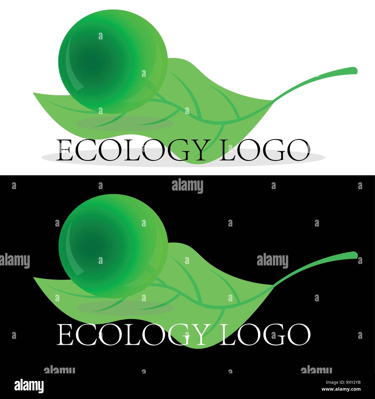 green leaf tree and flying ball eco logo Stock Vector