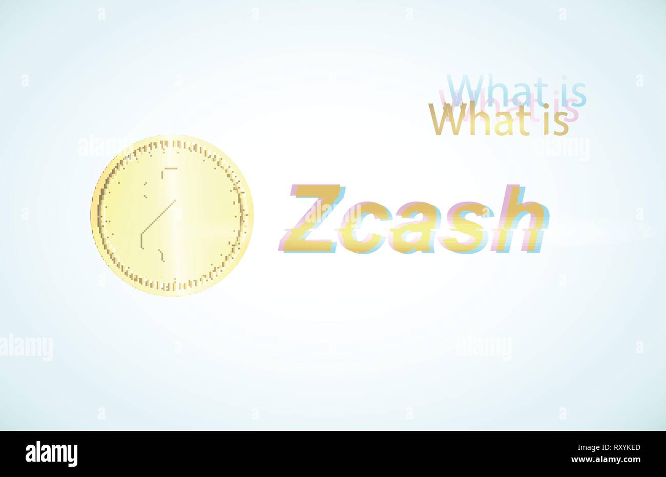 Realistic gold coin zcash and light blue background . Stock