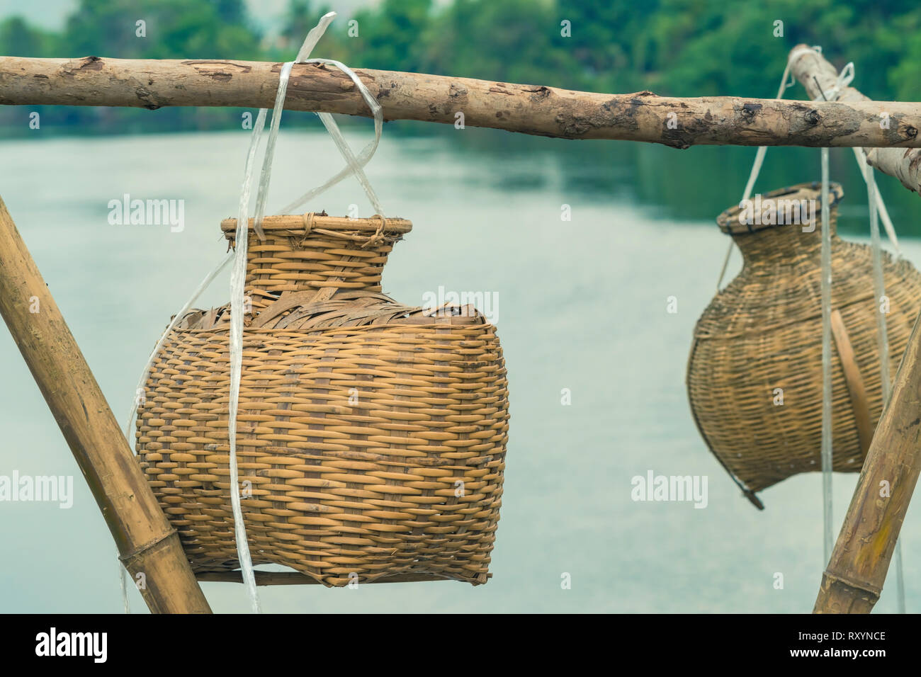 Bamboo Basket For Fish Trap In Asia Stock Photo, Picture and Royalty Free  Image. Image 26484332.