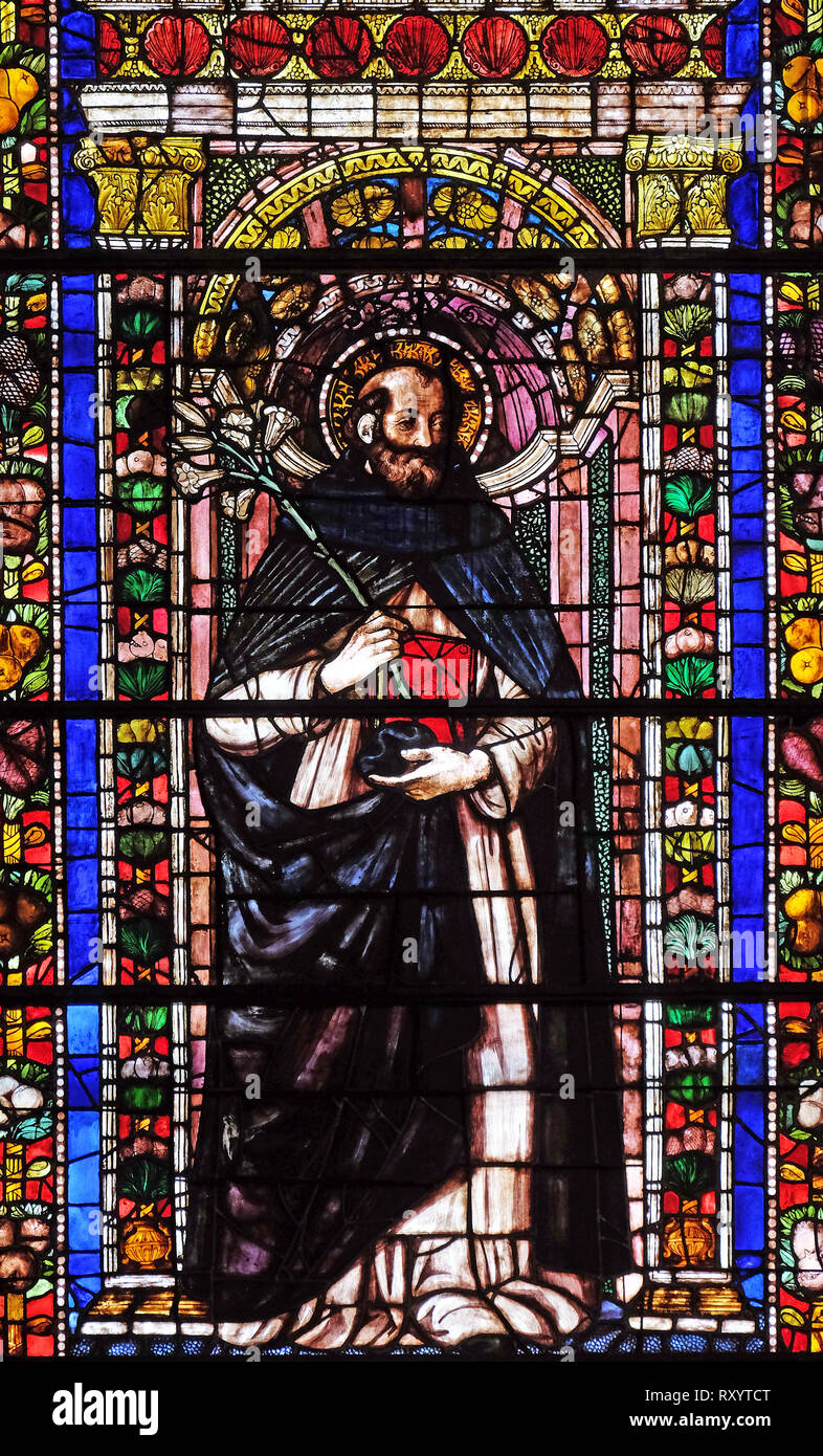 Saint Anthony of Padua, stained glass window in Santa Maria Novella