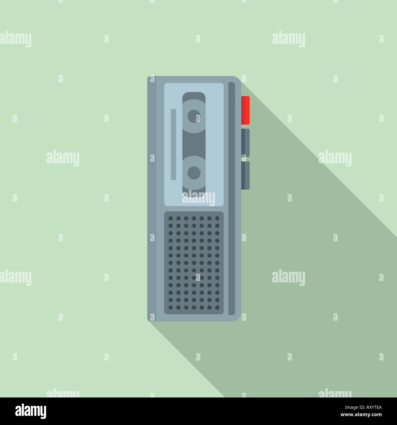 Cassette dictaphone icon. Flat illustration of cassette dictaphone vector icon for web design Stock Vector