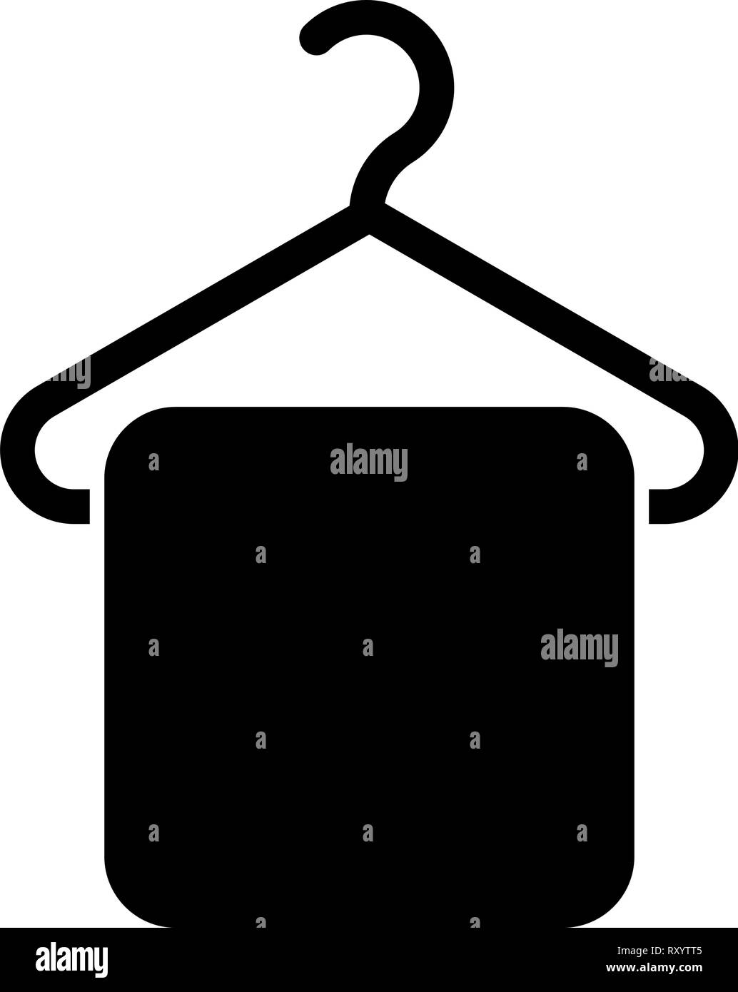 Towel on hanger Hanger towel Clothes hanger with hanging towel icon black color vector illustration flat style simple image Stock Vector