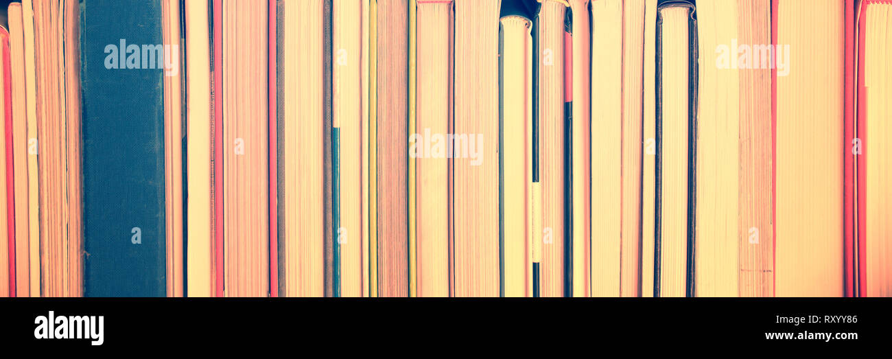 Panoramic background of books aligned Stock Photo