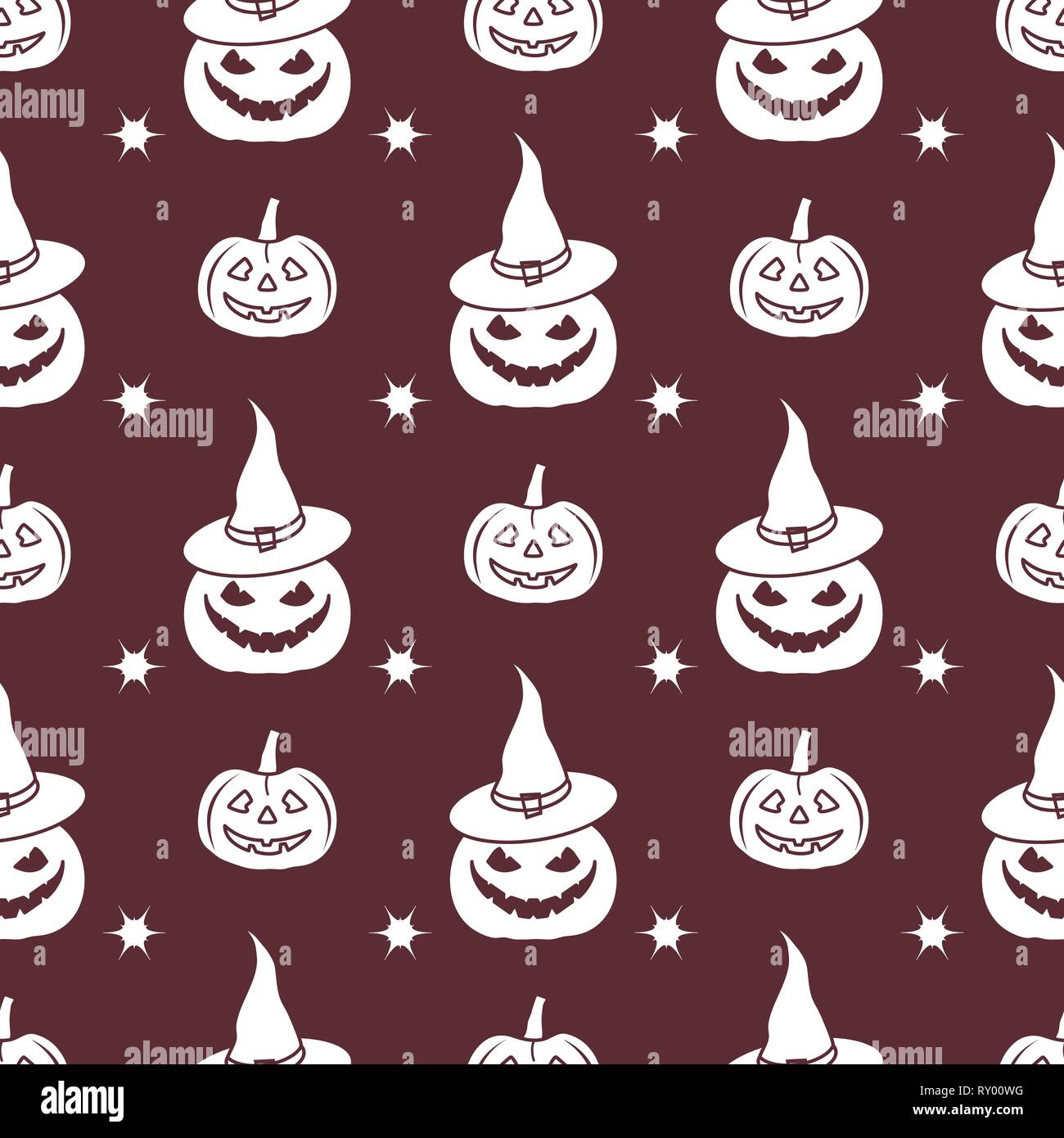 Halloween 2019 vector seamless pattern with pumpkins, witch hat. Design ...