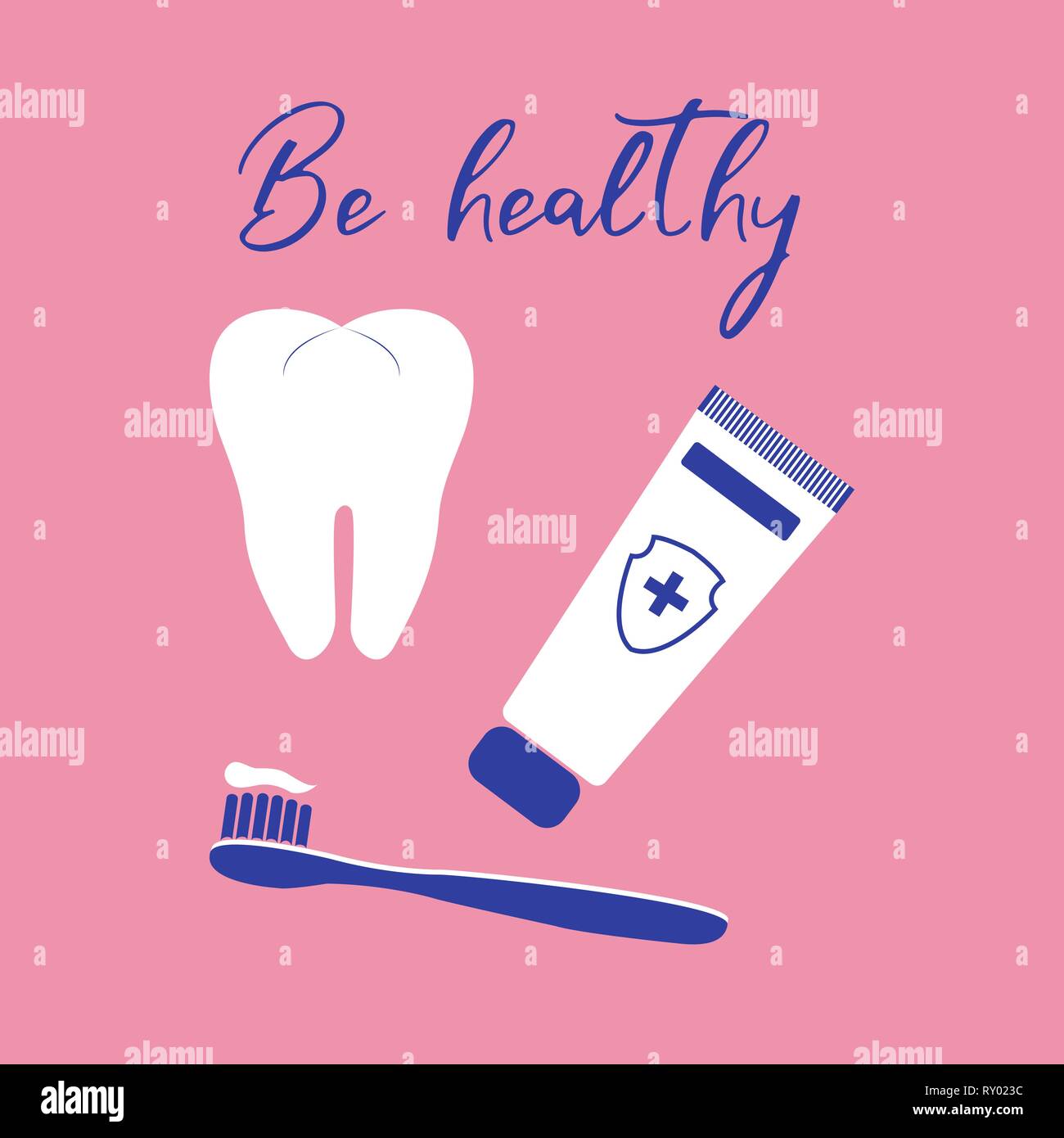 Vector illustration with tooth, toothbrush, toothpaste. Dental clinic ...