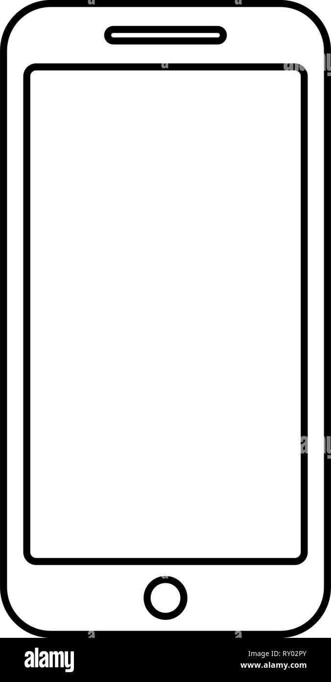 Smartphone icon black color outline vector illustration flat style ...