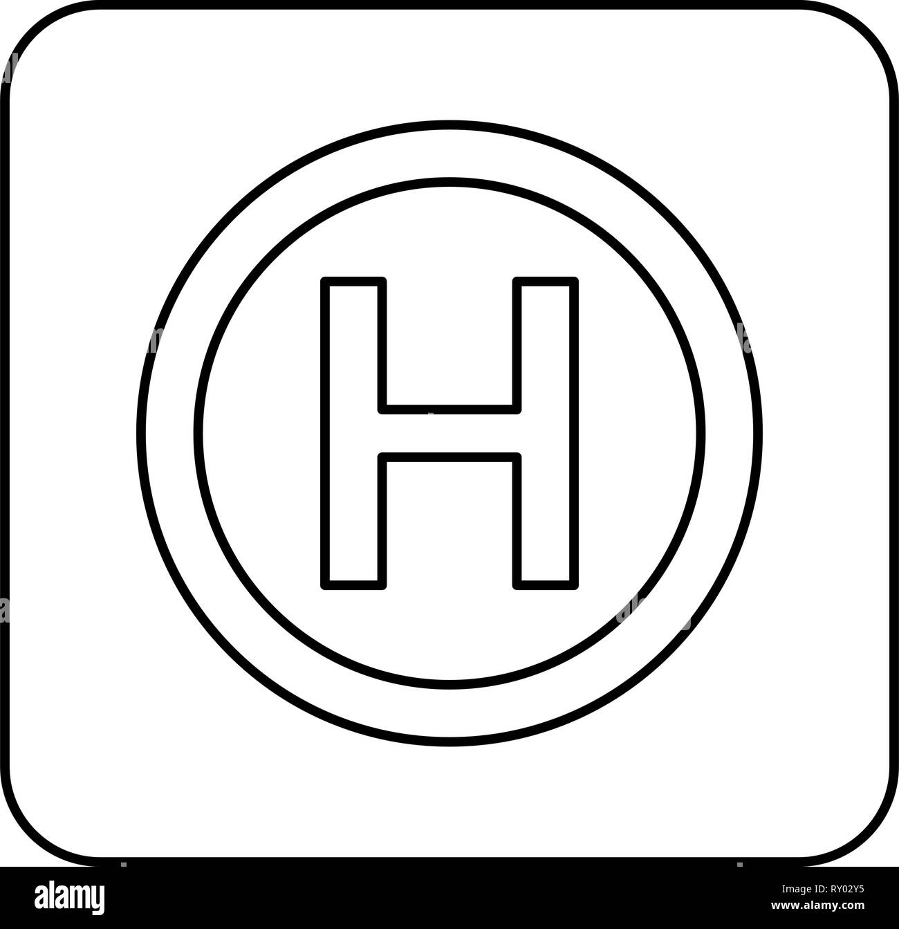 Helicopter landing pad Helicopter place icon black color outline vector